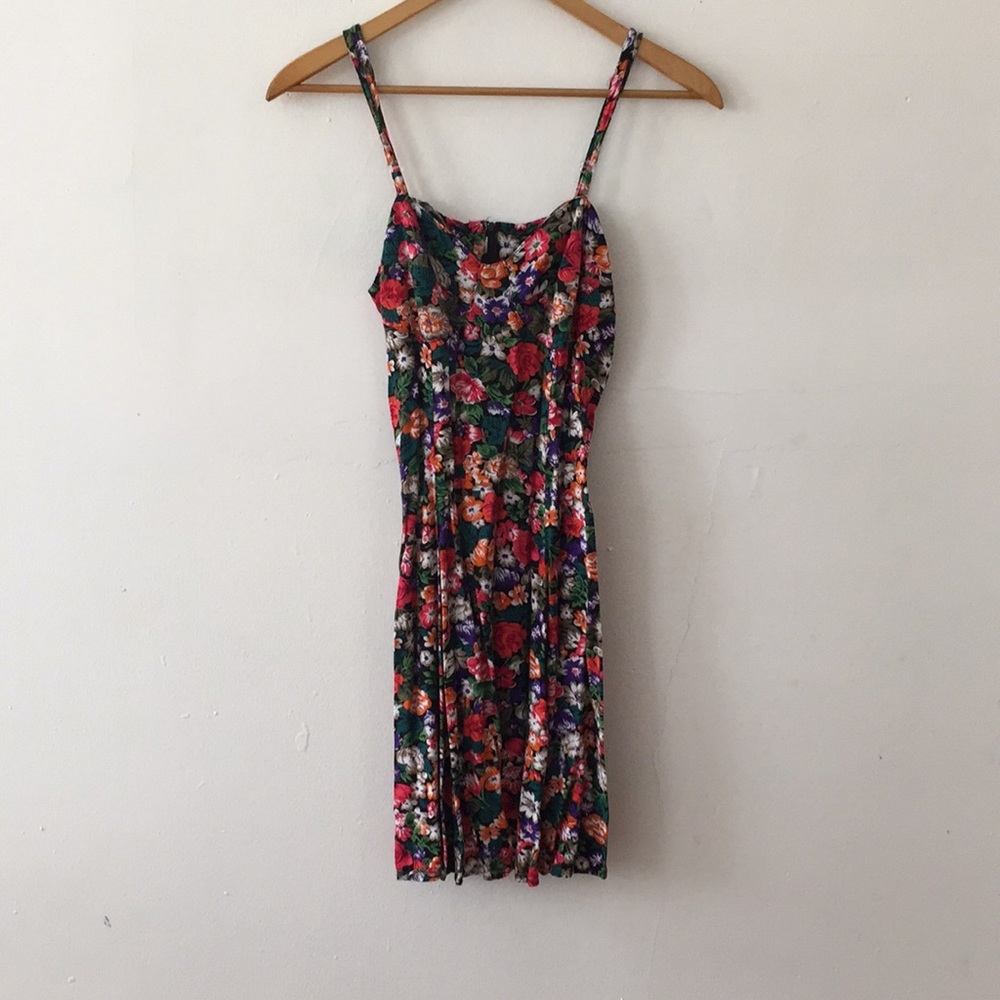 Vintage Joni Blair Floral rayon dress fits XS
